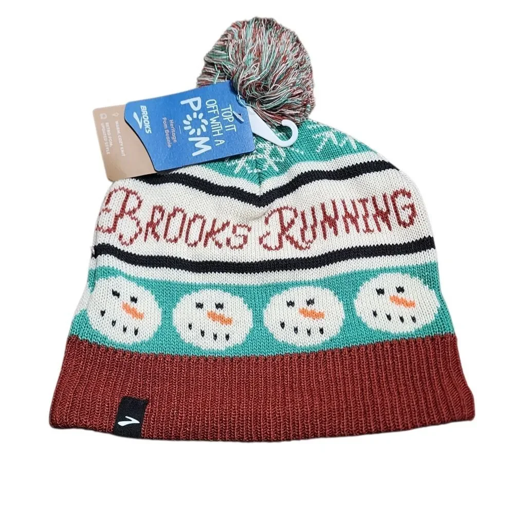 Brooks Unisex Running Beanie Snowman Hat NWT